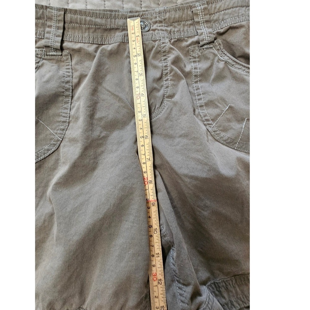 Womens Khaki Cargo Shorts Utility Pockets Mid Rise Casual Cotton Blend Brown - Picture 5 of 8